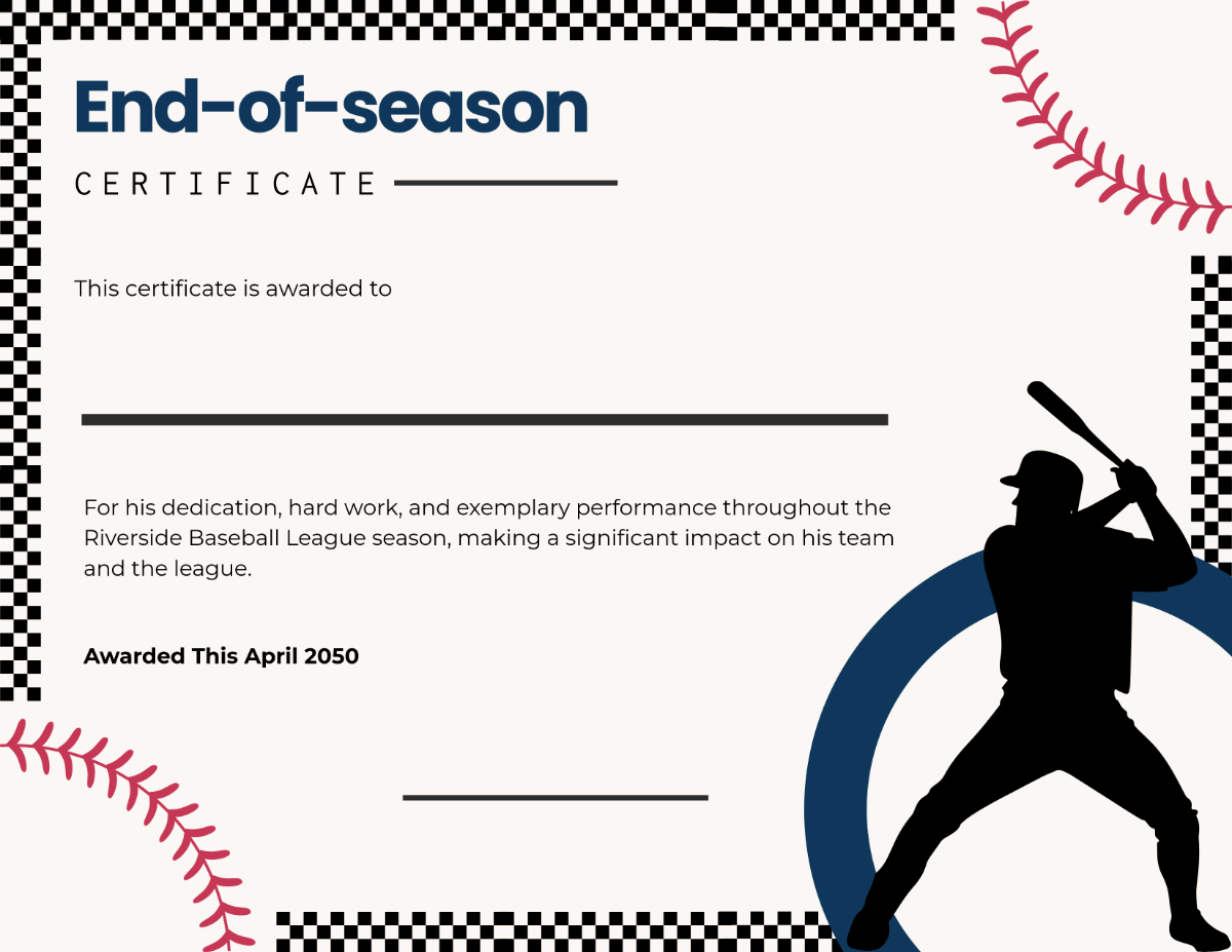 Free Baseball Certificate Templates To Edit Online