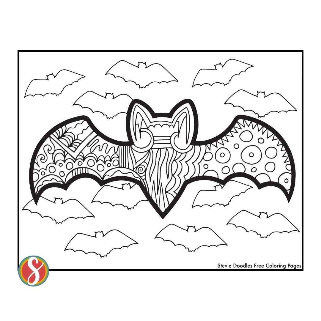 Free Bat Coloring Pages Stevie Doodles