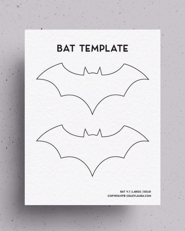 Free Bat Template U0026 Printable Stencils With 4 Shapes Crazy Laura