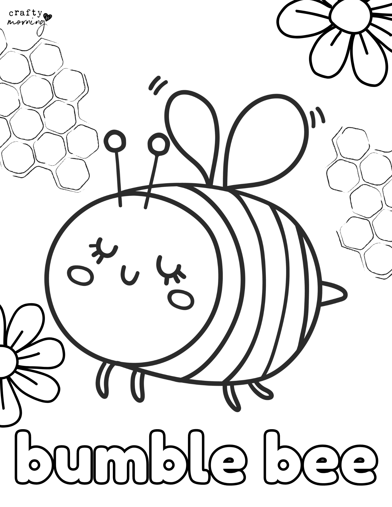 Free Bee Coloring Pages Crafty Morning