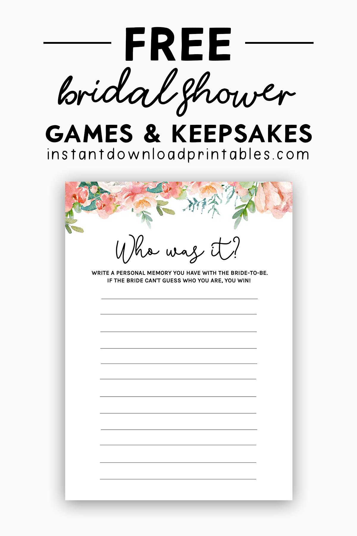 Free Bridal Shower Game Printable Instant Download Instant Download Printables