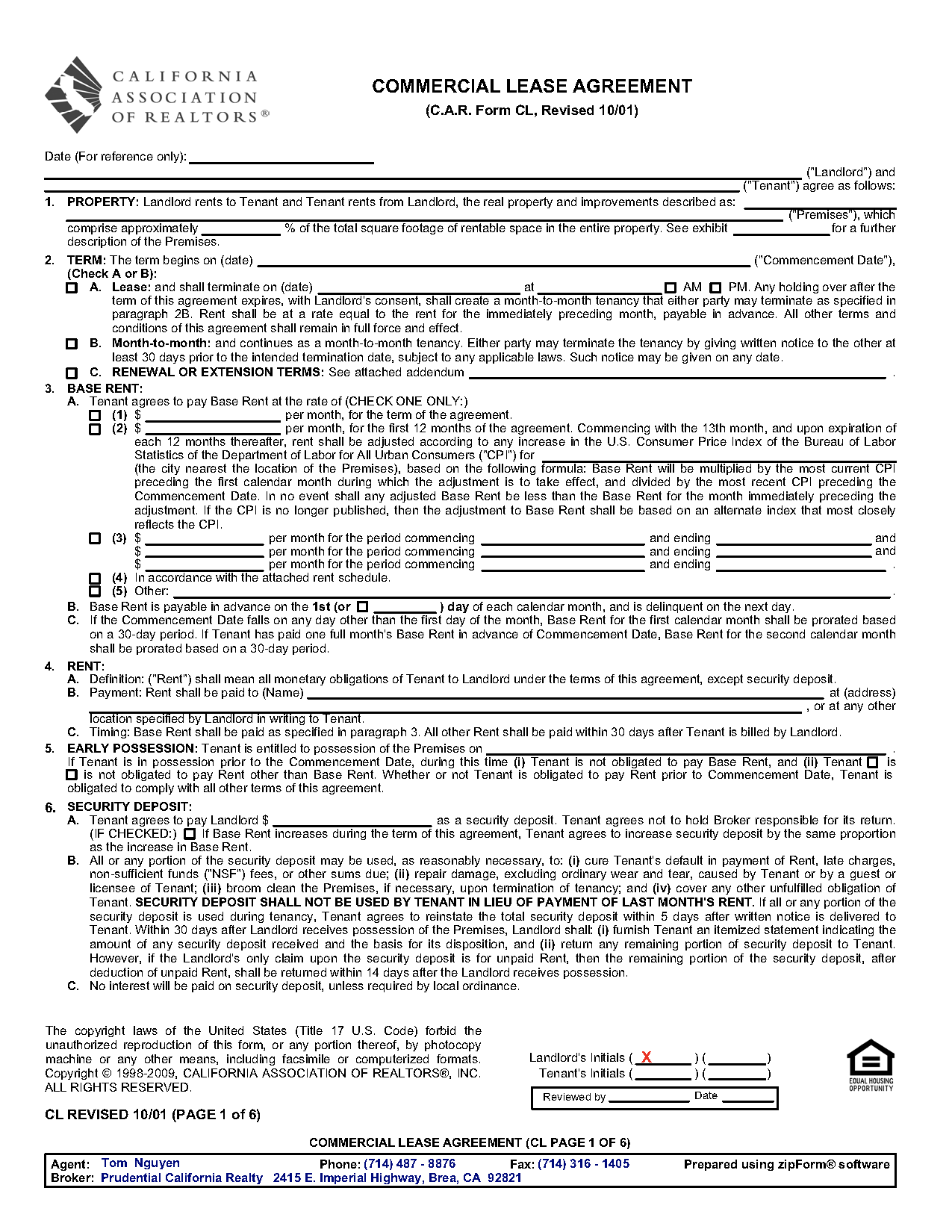 Free Printable Commercial Lease Agreement