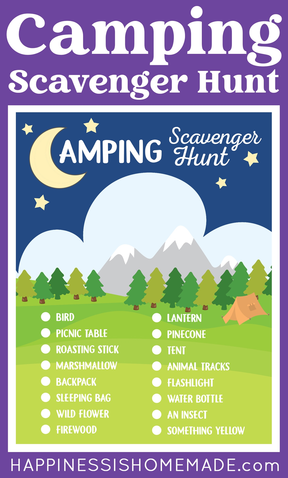 Free Printable Camping Scavenger Hunt