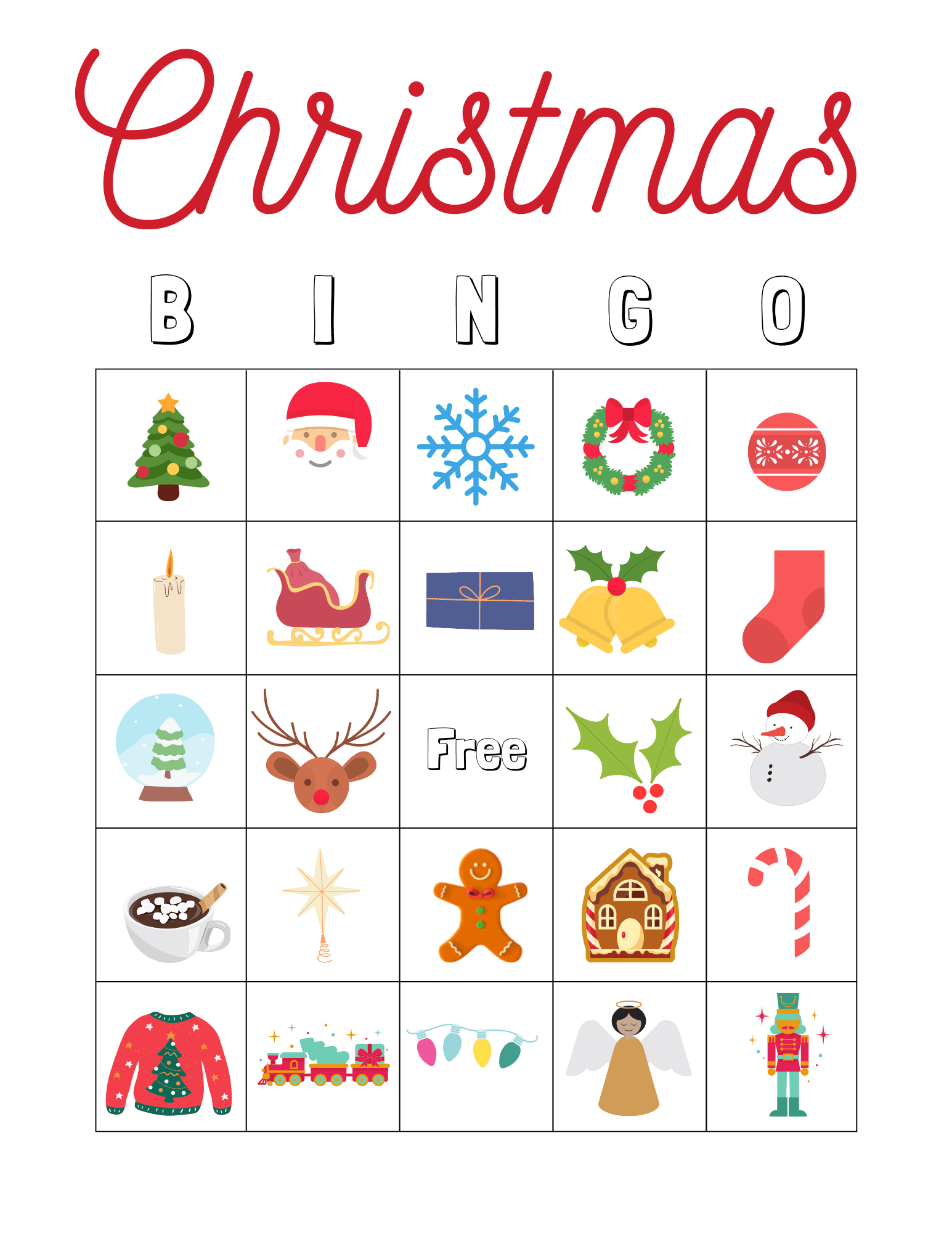 Free Printable Bingo Cards For Christmas