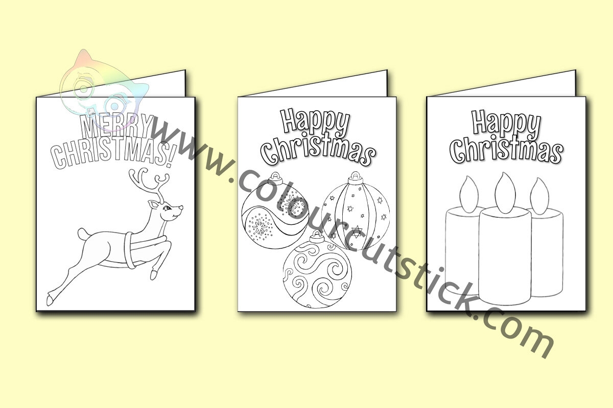 FREE Christmas Card Colouring Coloring Pages Colour Cut Stick FREE Colouring Activities