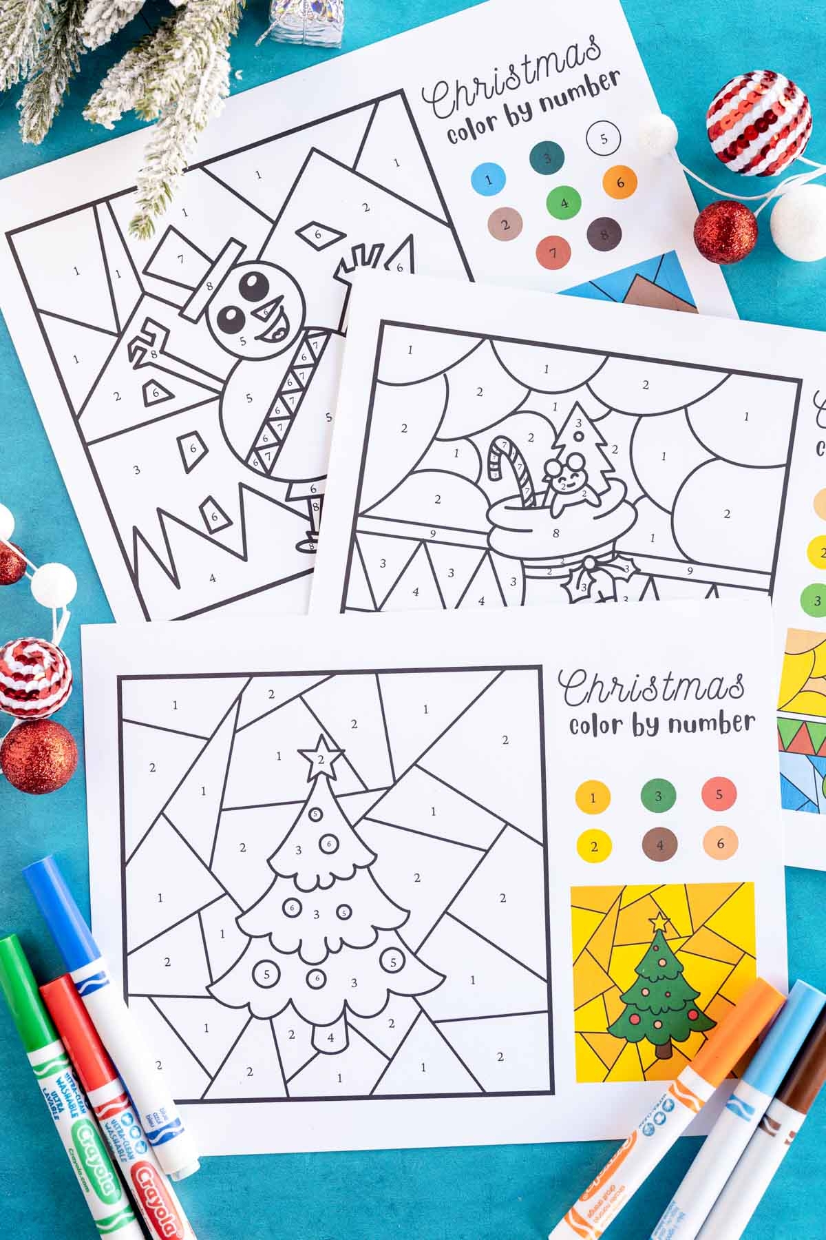 Free Christmas Color By Number Coloring Pages Play Party Plan