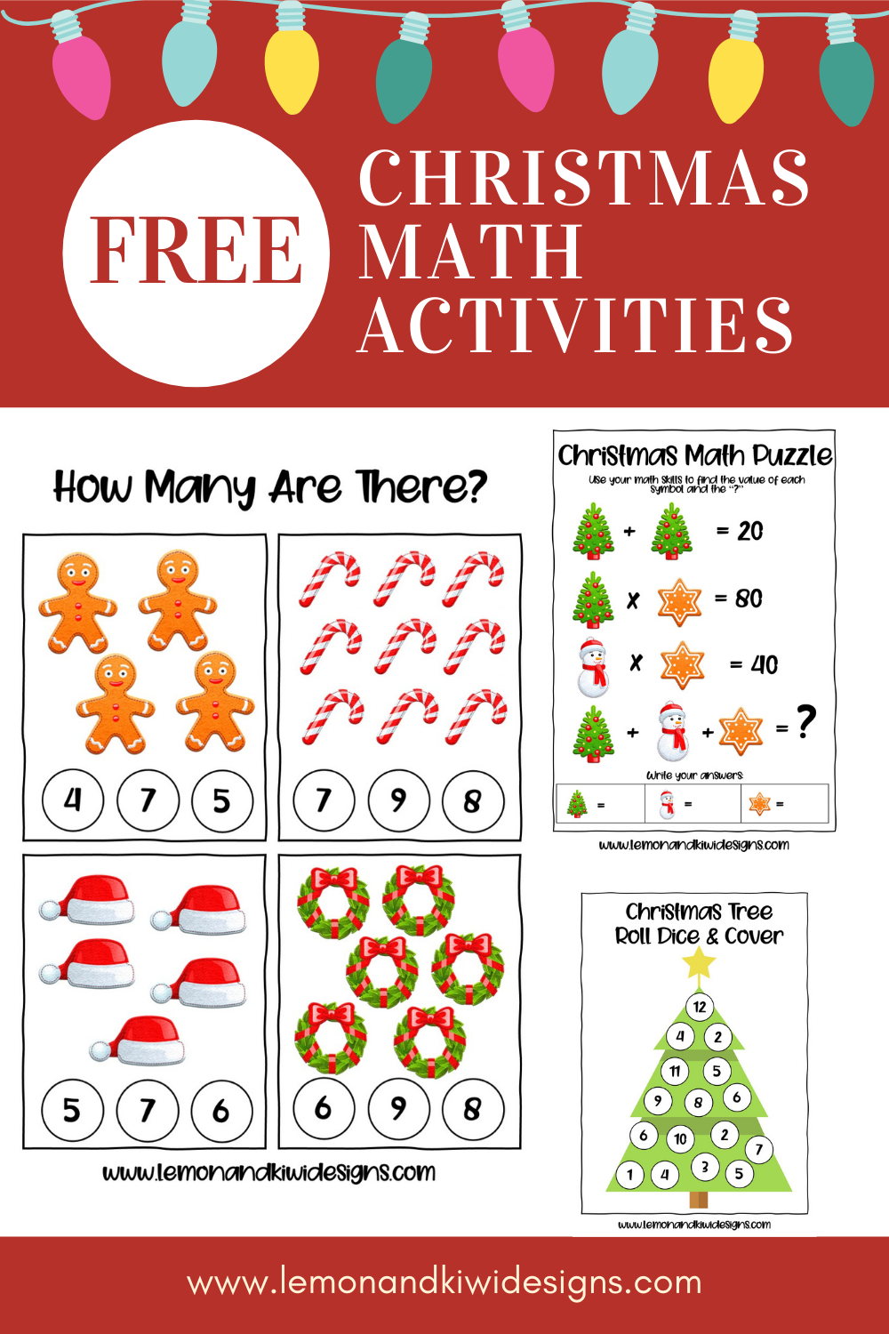 Free Christmas Math Printable Activity Book Lemon And Kiwi Designs