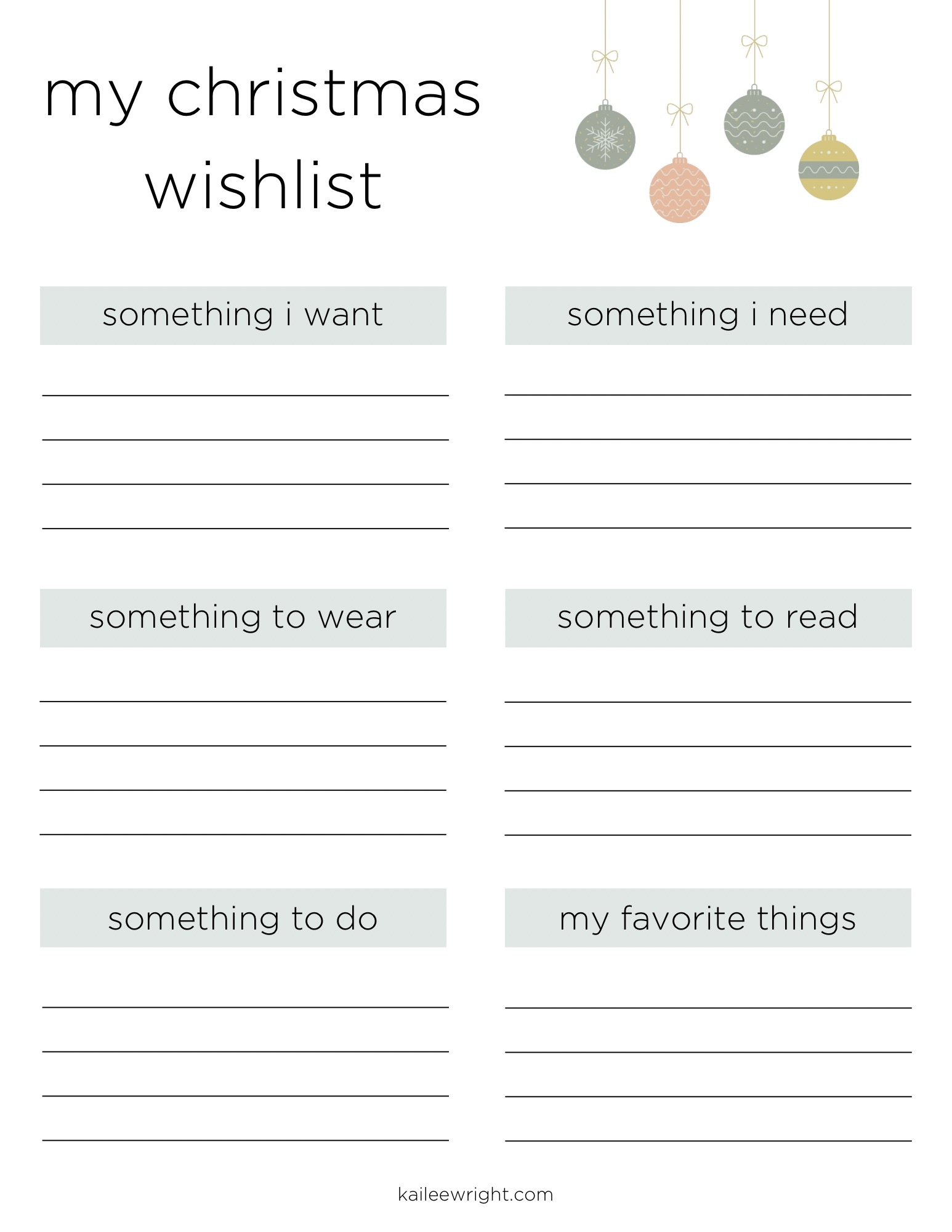 Free Christmas Wishlist Download Kailee Wright