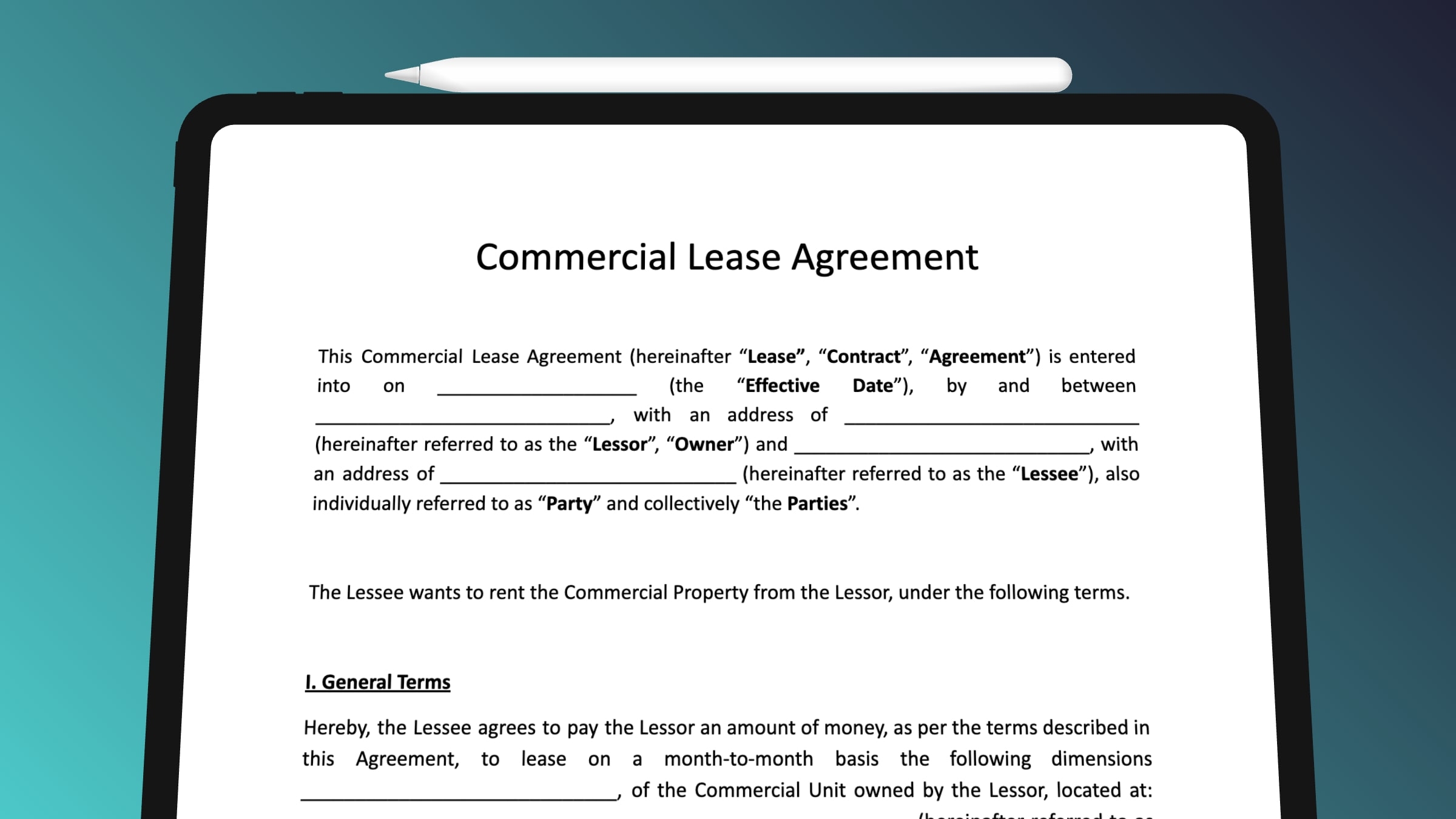 Free Printable Business Lease Agreement