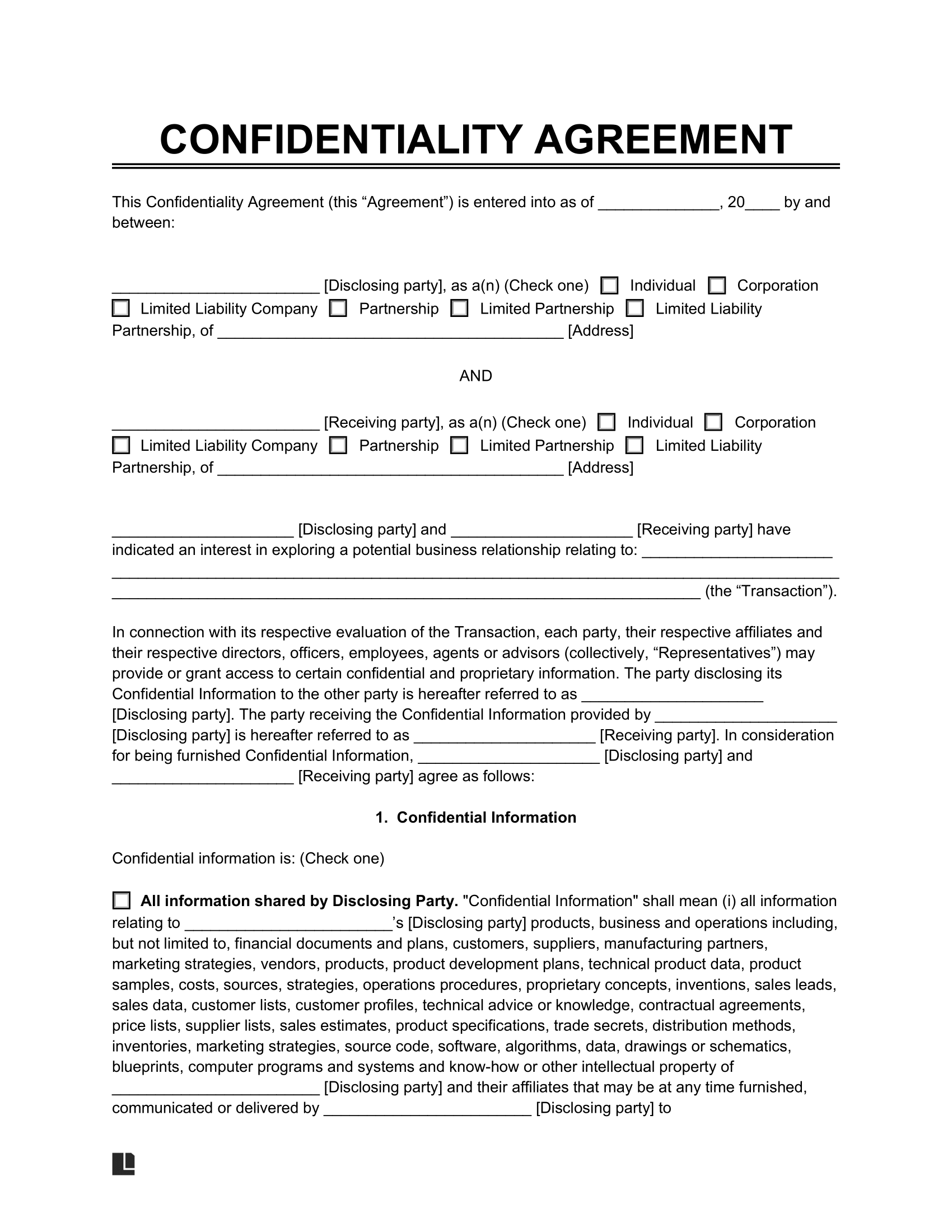 Free Confidentiality Agreement Template PDF U0026 Word