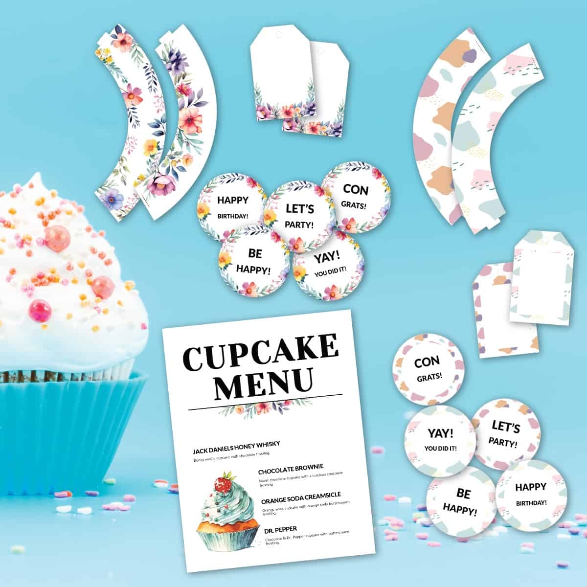 Free Cupcake Topper Printables Gift Tags Wrappers Etc Kim Schob
