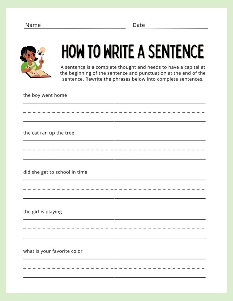 Free Custom 1st Grade Writing Worksheet Templates Canva