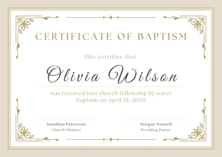 Free Custom Printable Baptismal Certificate Templates Canva