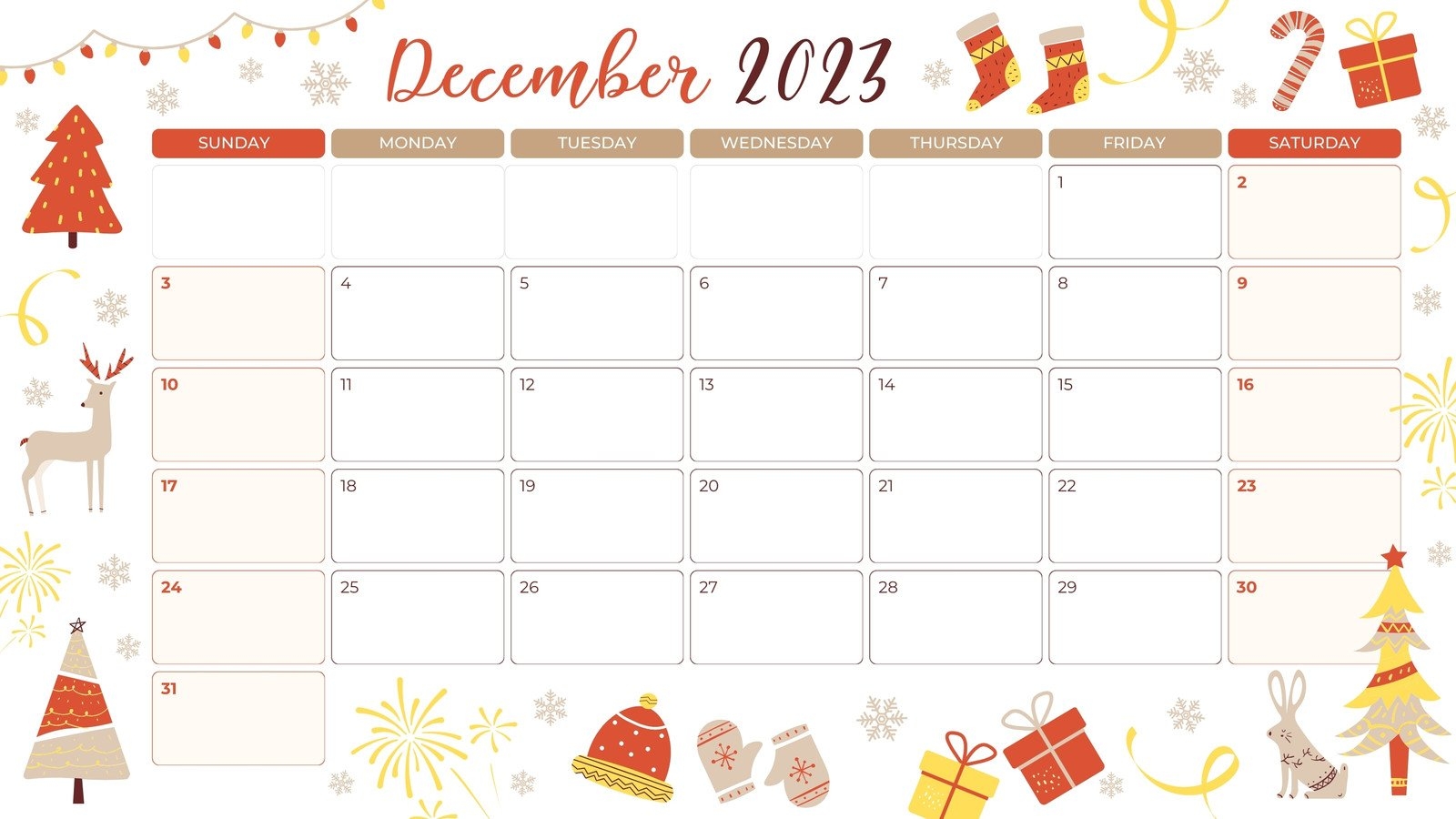 Free Custom Printable Christmas Calendar Templates Canva