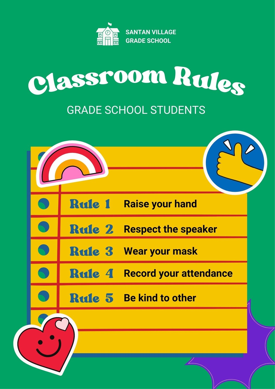 Free Custom Printable Classroom Rules Poster Templates Canva