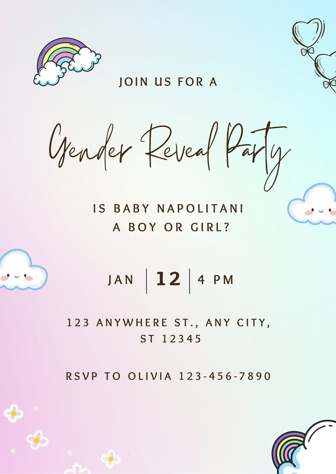 Free Custom Printable Gender Reveal Invitation Templates Canva