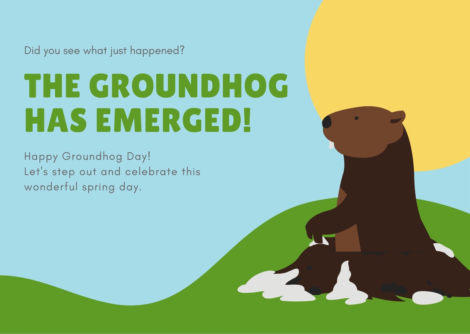 Free Custom Printable Groundhog Day Card Templates Canva