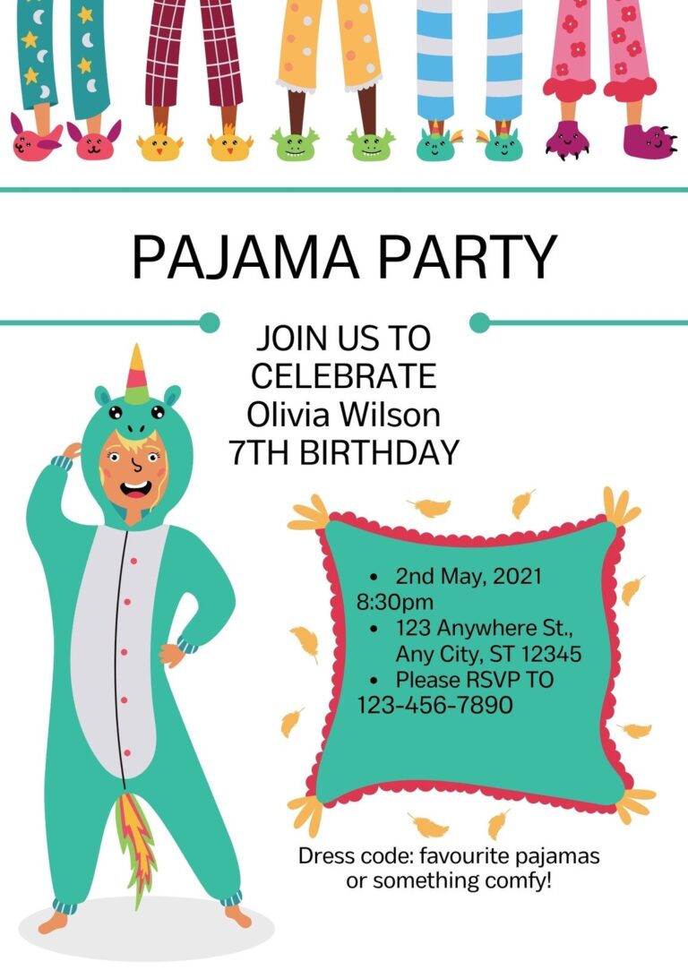 Free Custom Printable Pajama Party Invitation Templates Canva