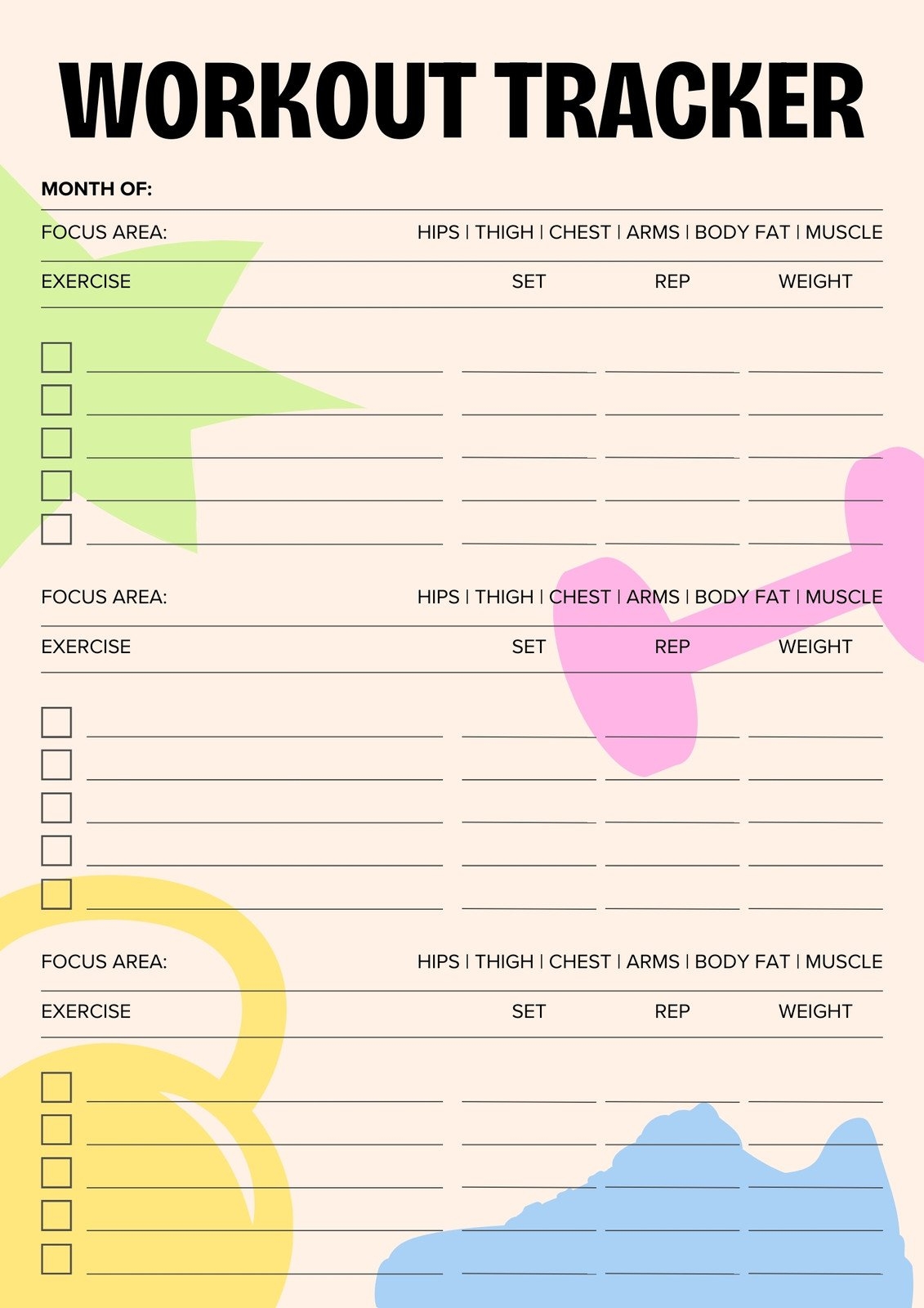 Free Custom Printable Workout Planner Templates Online Canva