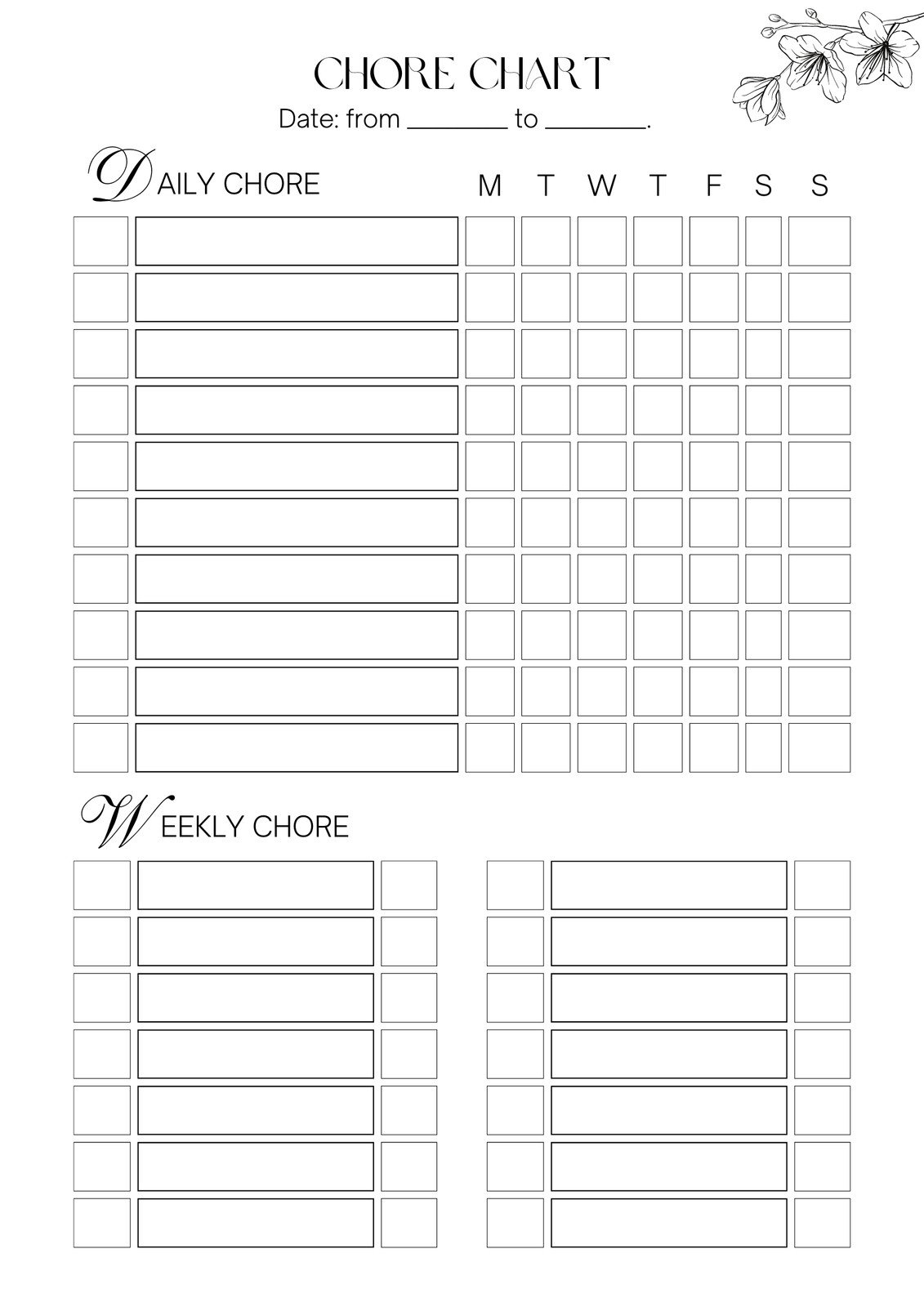 Responsibility Chart Free Printable