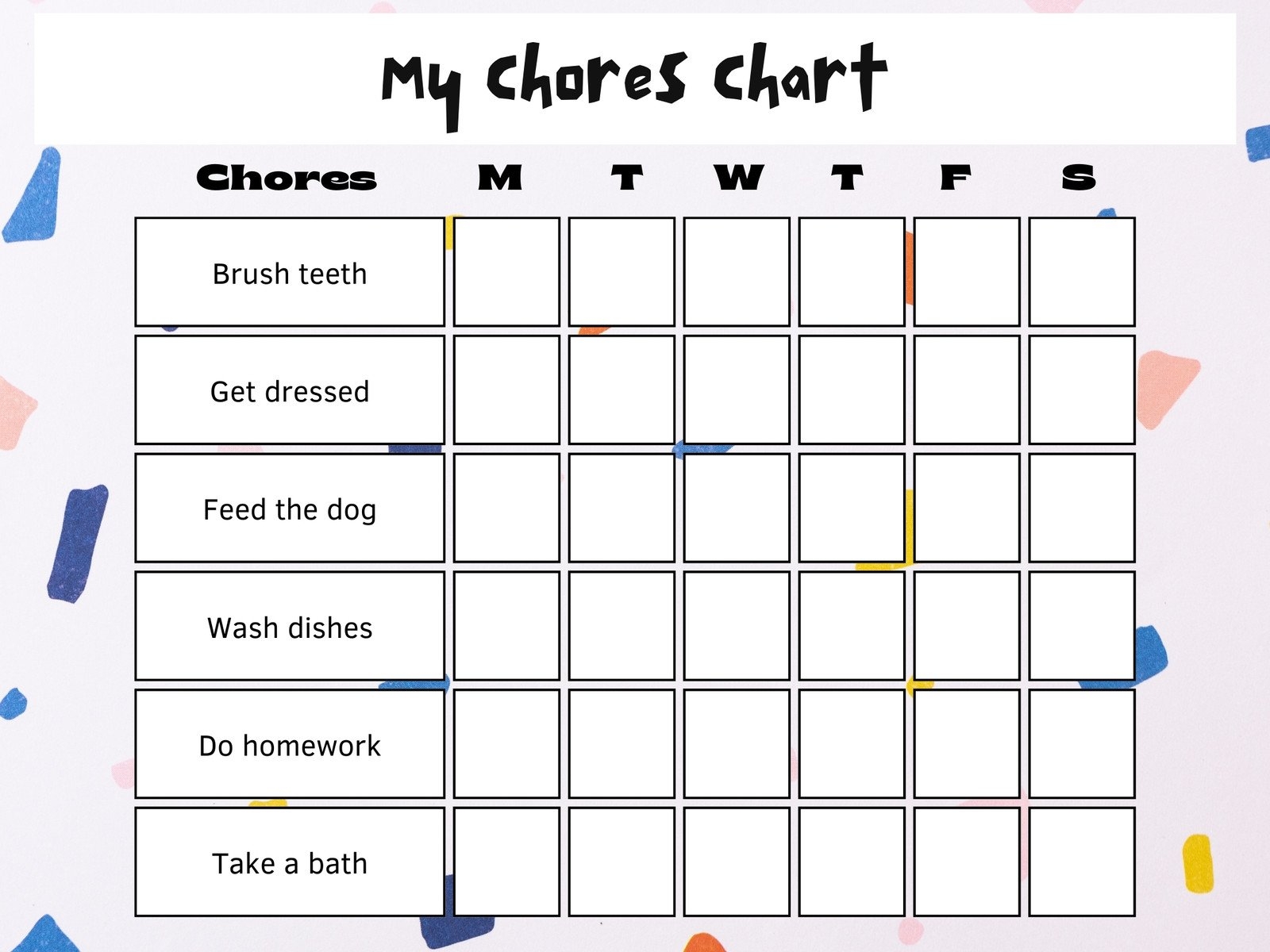 Chore Chart Printable Free