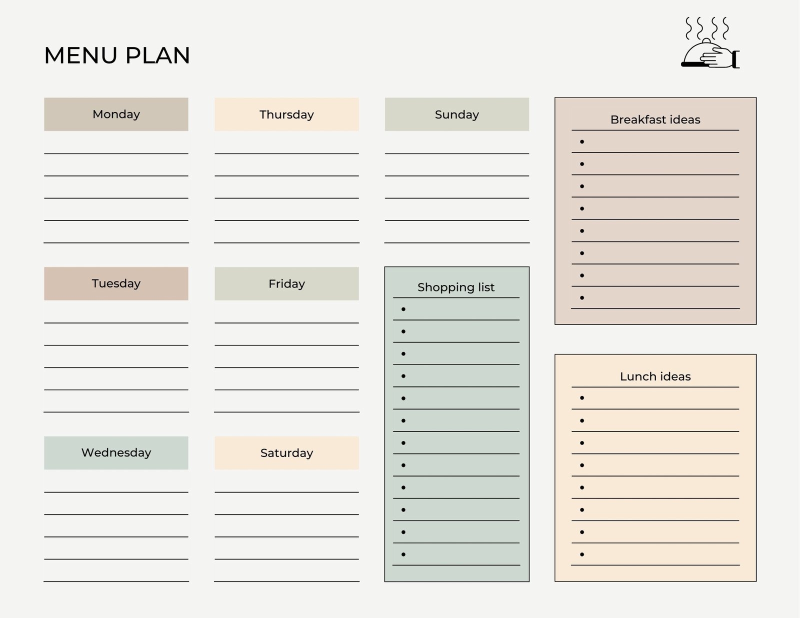Free Customizable Meal Planner Menu Templates Canva