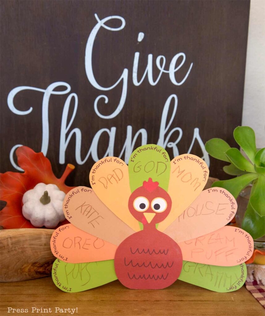  Free Cute Thankful Turkey Printable Craft Template For Kids