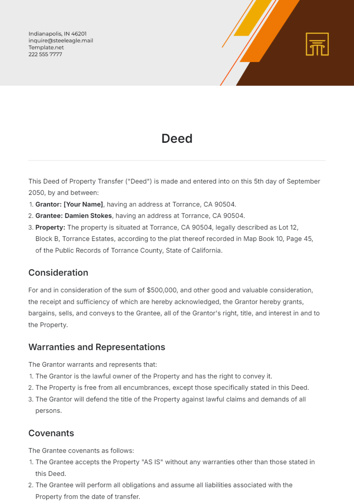 Free Deed Templates Editable And Printable