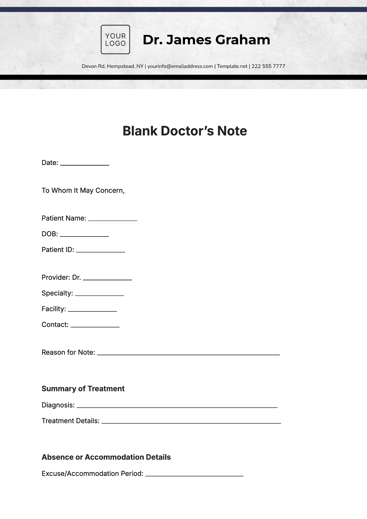 Free Doctor Note Templates To Edit Online