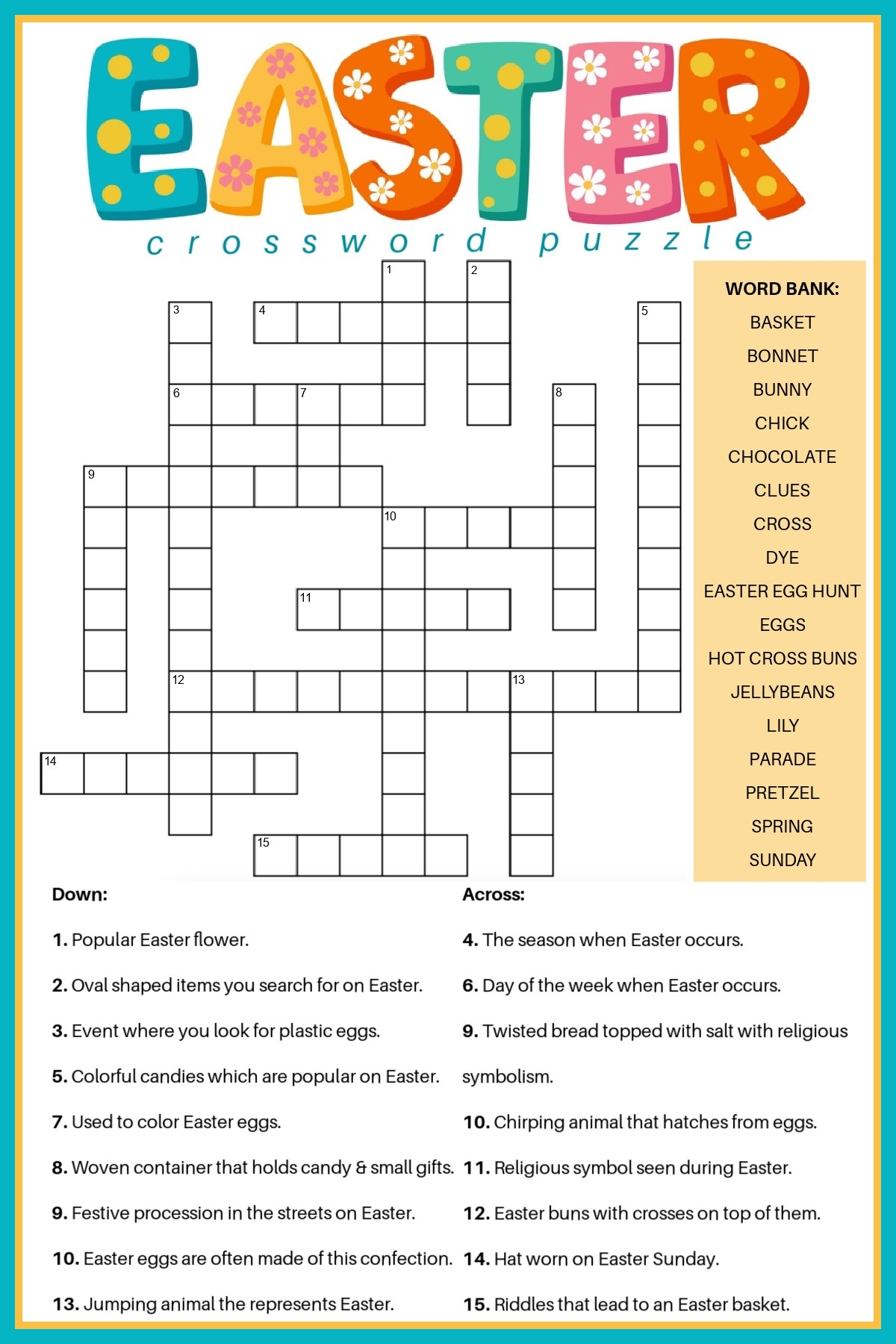 Free Easter Crossword Puzzle Printable 2 Versions U0026 Answer Key