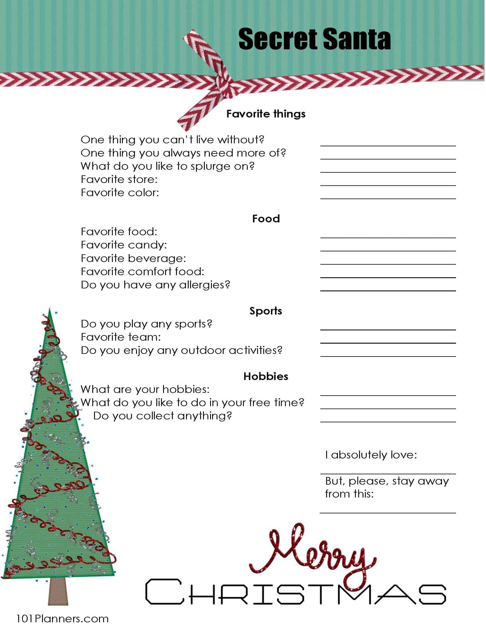 Pdf Free Printable Secret Santa Questions