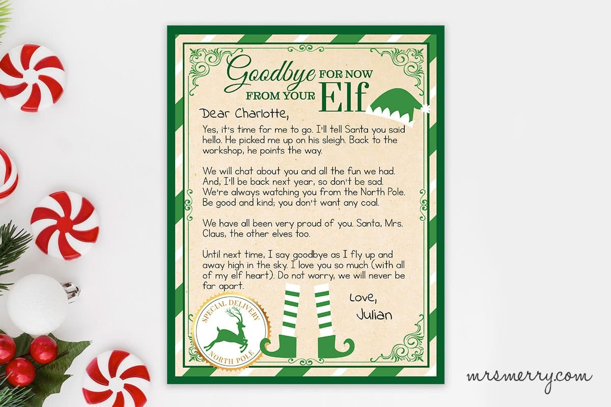 Goodbye Letter From Elf Free Printable