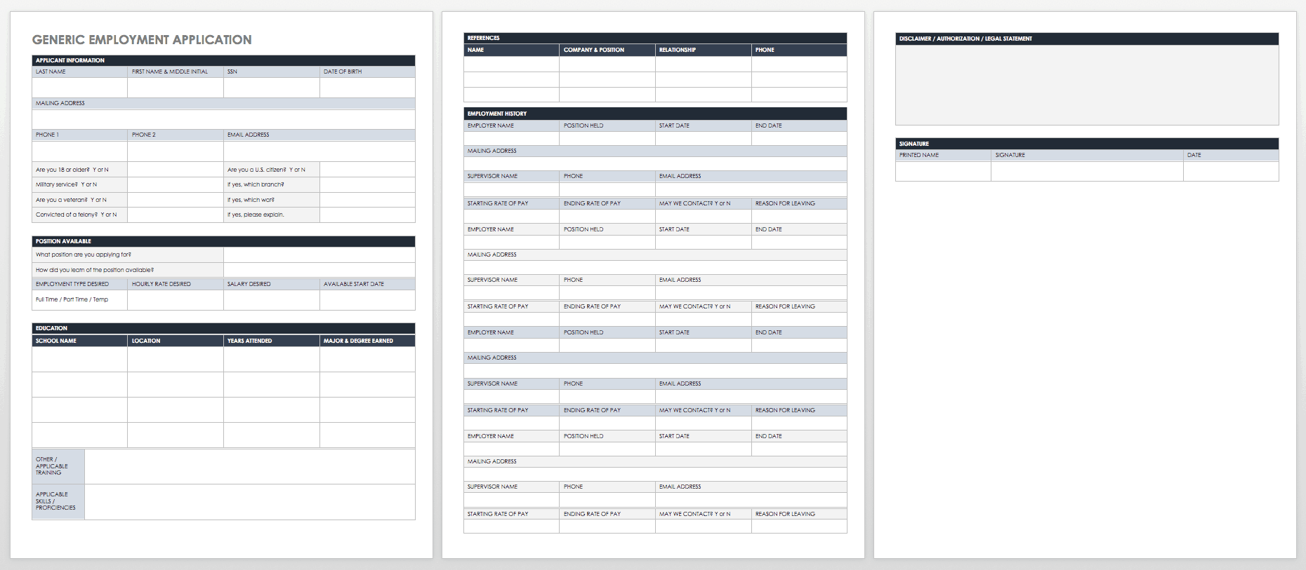 Free Printable Job Application Pdf