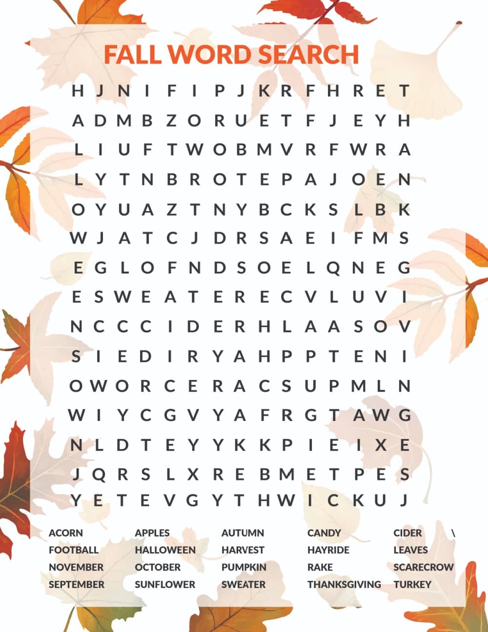 Free Fall Word Search Printable Freebie Finding Mom Worksheets Library