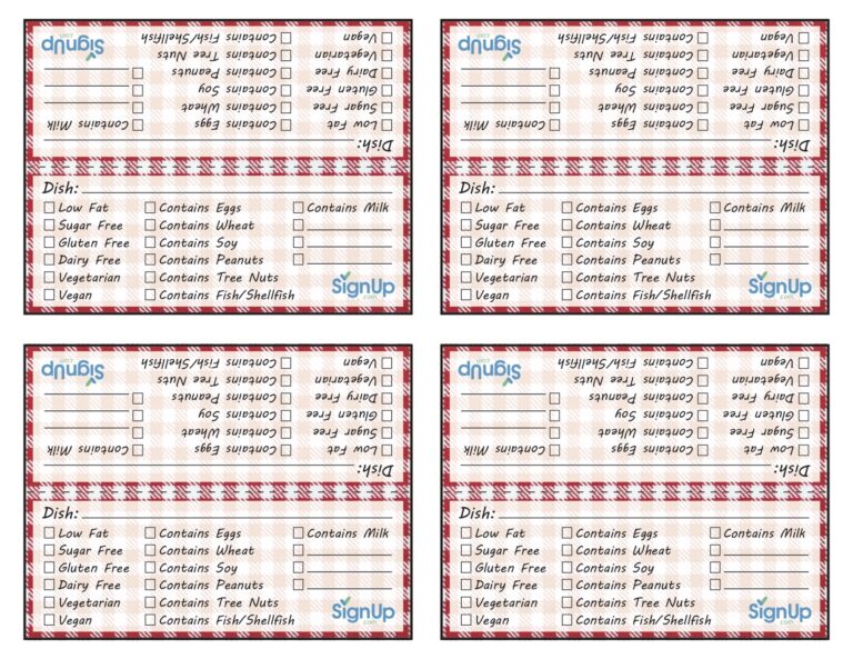 Free Food Allergy Meal Tags For Picnics U0026 Potlucks SignUp
