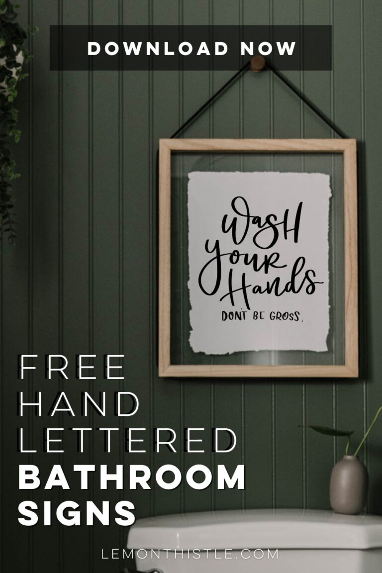 Free Hand Lettered Printable Bathroom Signs Lemon Thistle