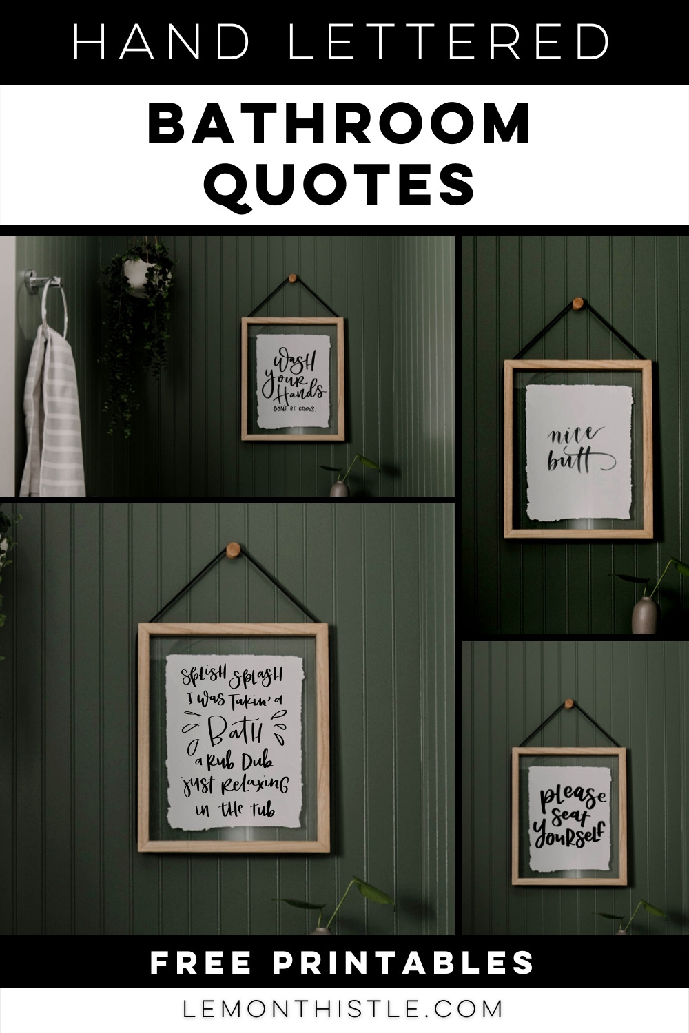 Free Hand Lettered Printable Bathroom Signs Lemon Thistle