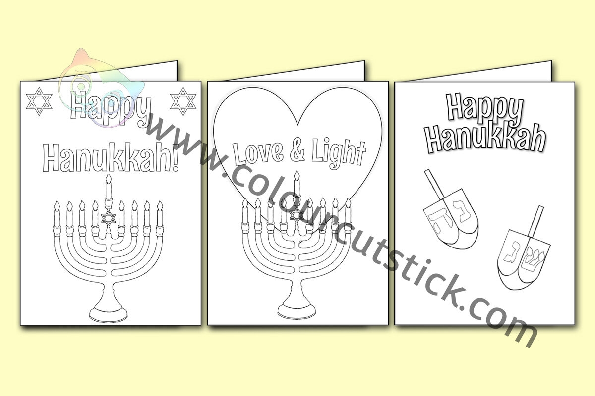 FREE Hanukkah Card Colouring Coloring Pages Colour Cut Stick FREE Colouring Activities