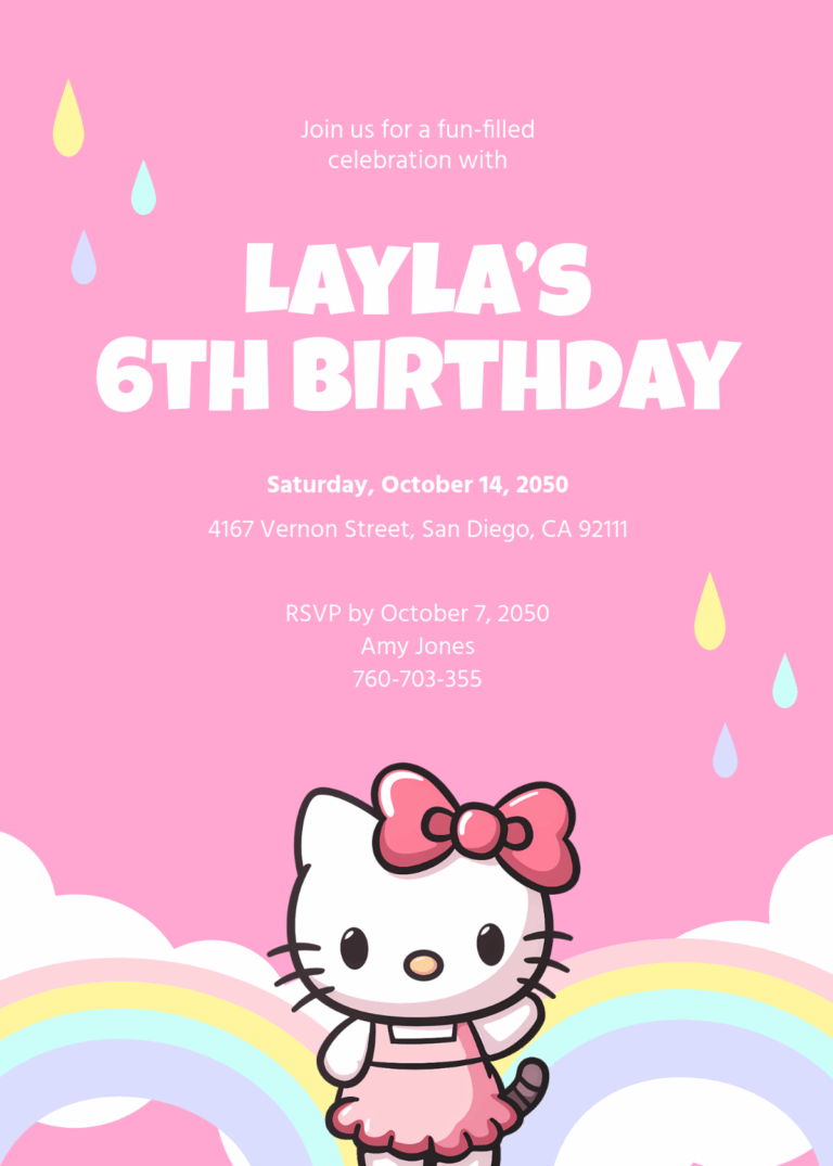 Free Hello Kitty Invitation Template To Edit Online