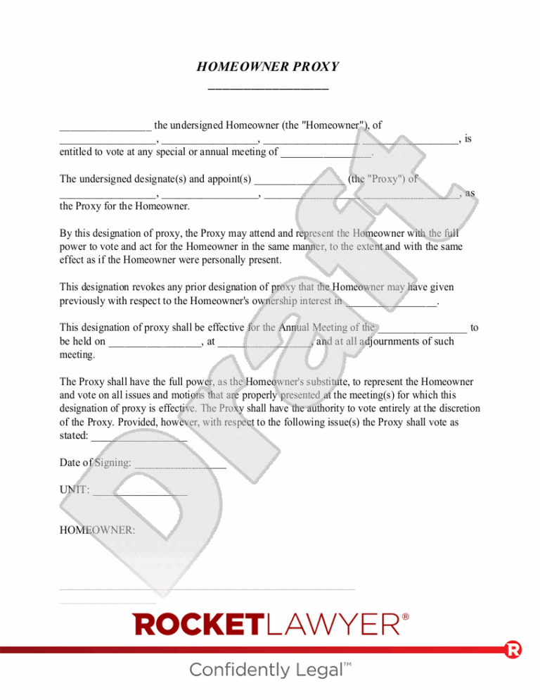 Free Homeowners Association Proxy Rocket Lawyer