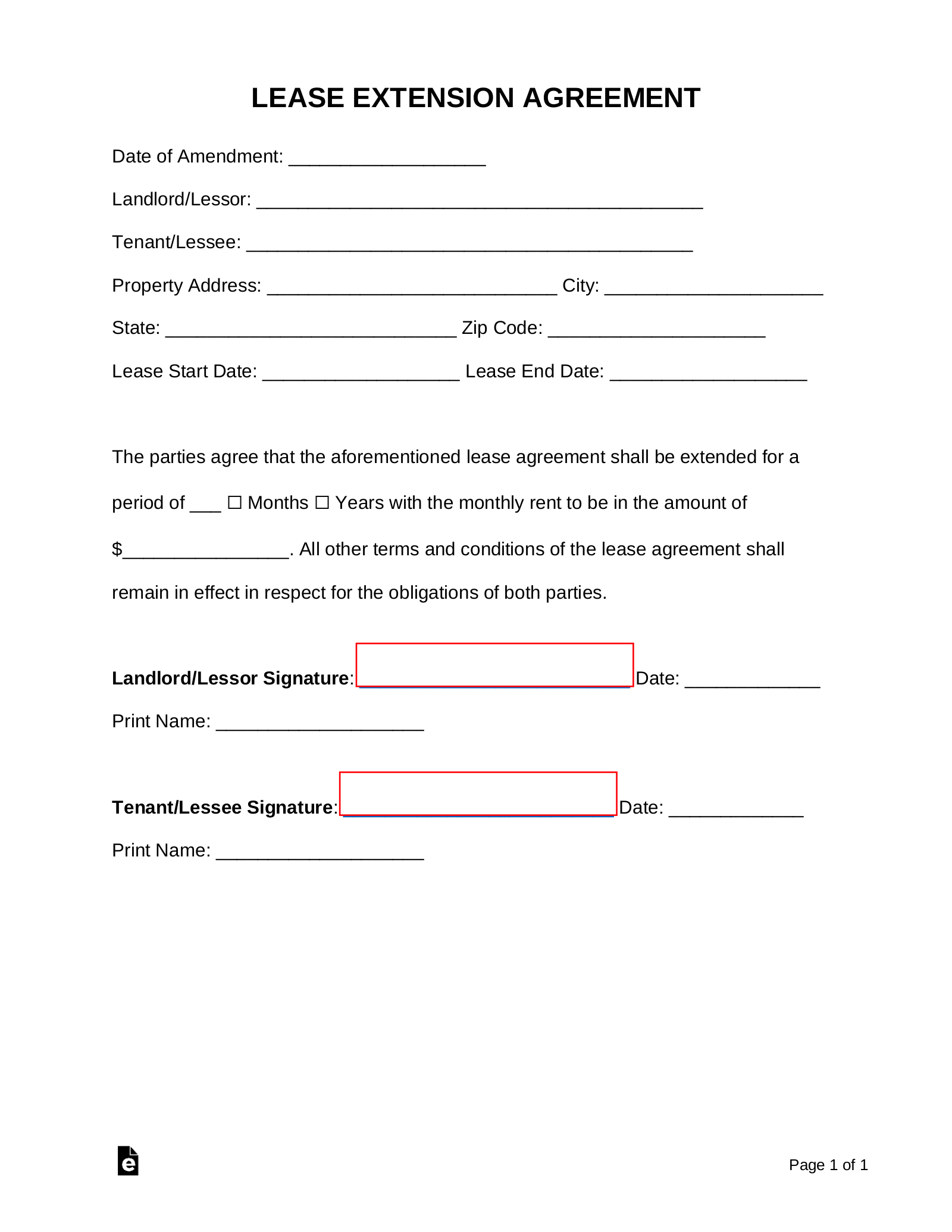Free Lease Extension Agreement Residential U0026 Commercial PDF 