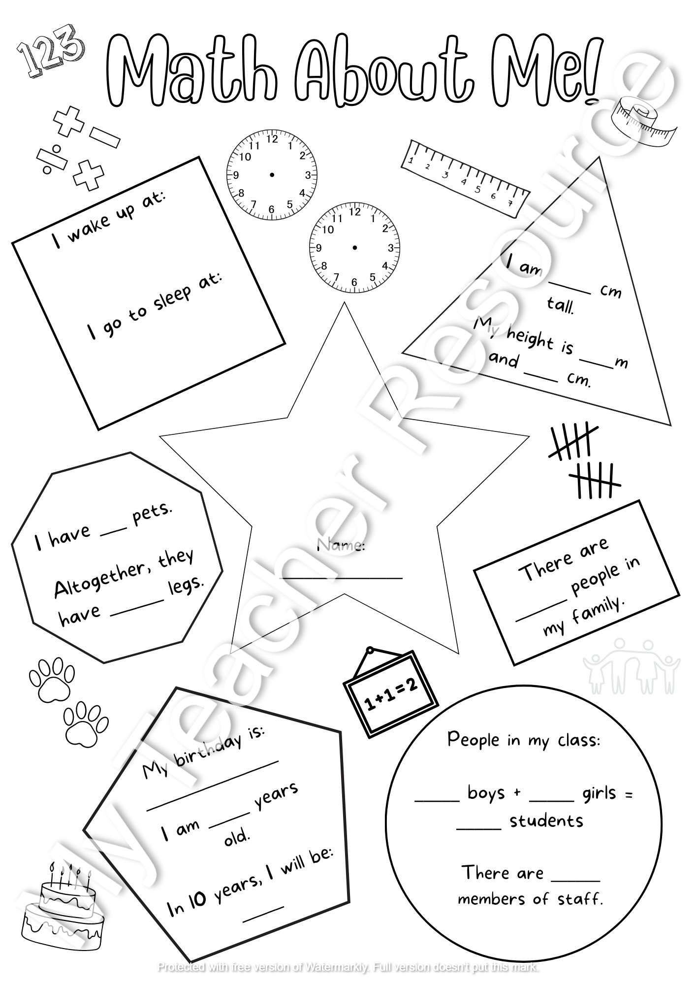 Free Math About Me Worksheet Download Free Math About Me Worksheet Png Images Free Worksheets On Clipart Library