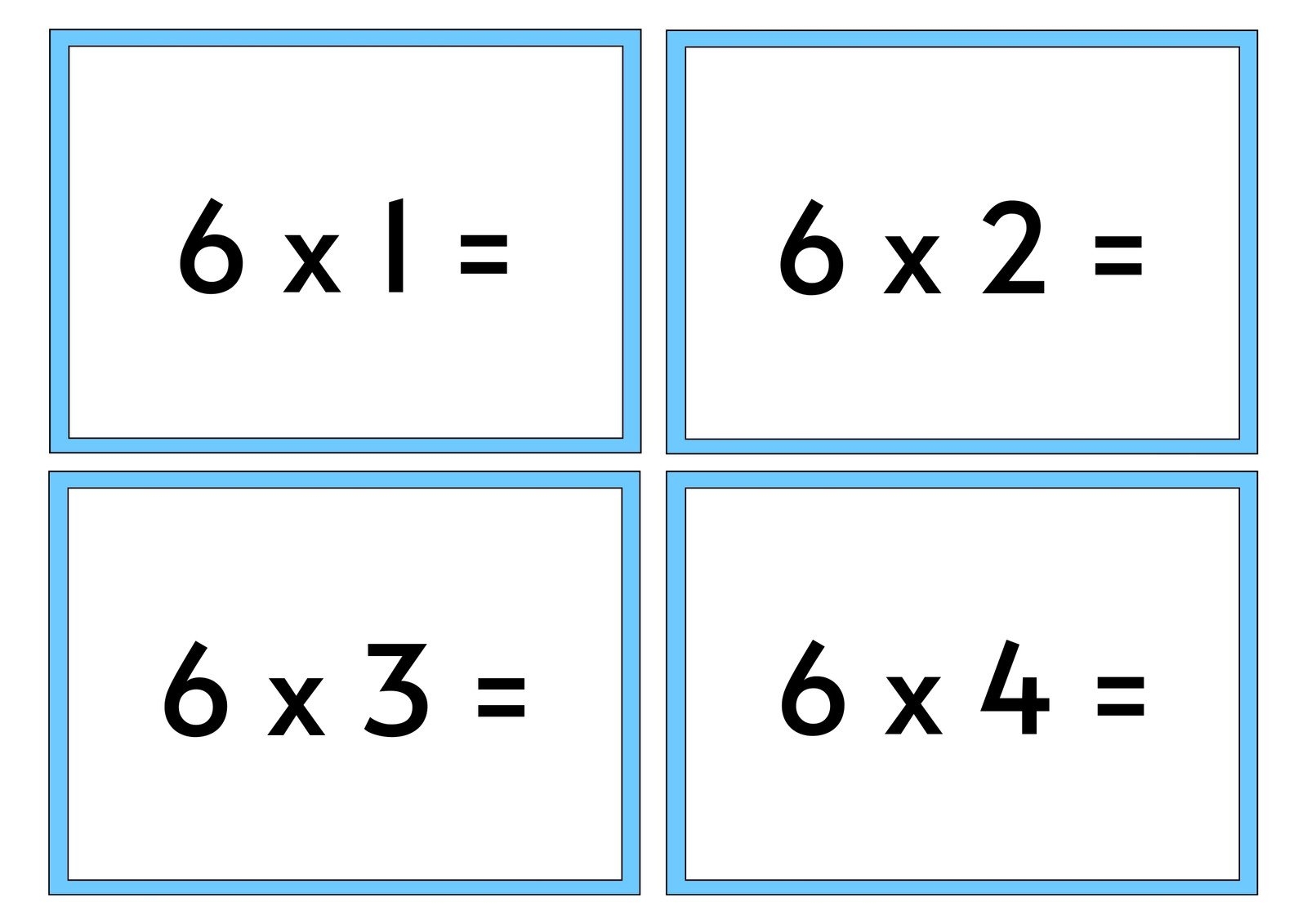 Free Multiplication Flash Cards Printable