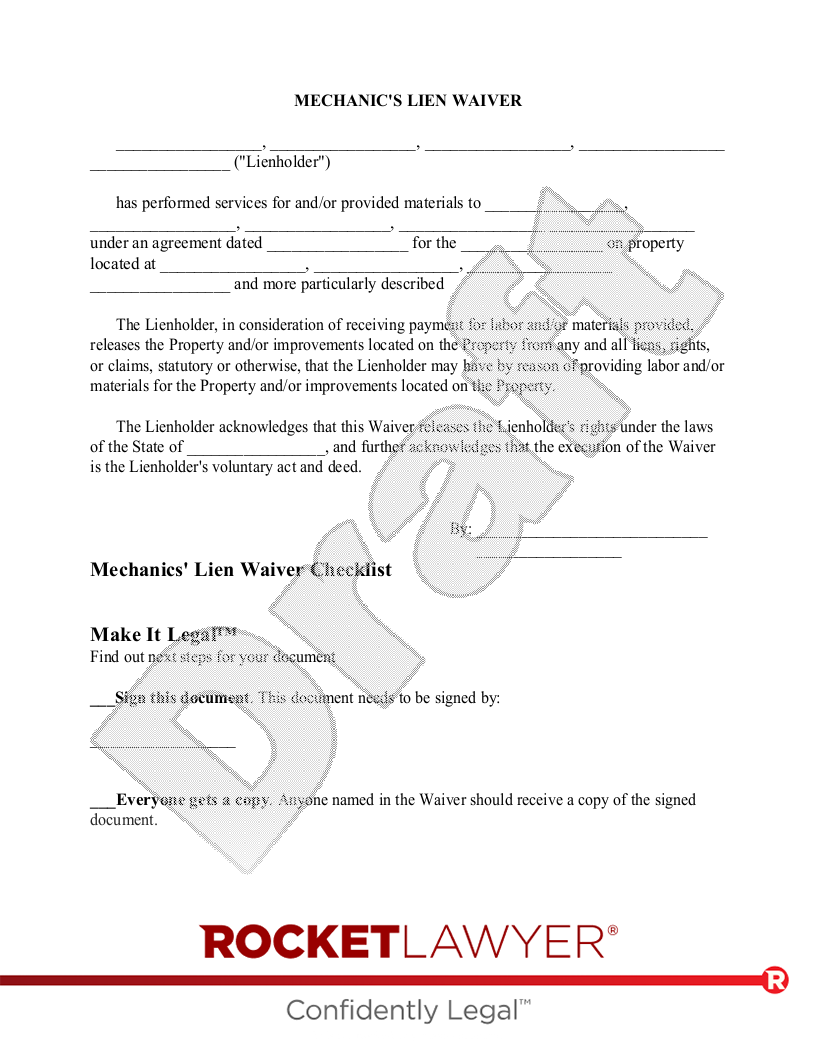 Free Printable Lien Waiver Form