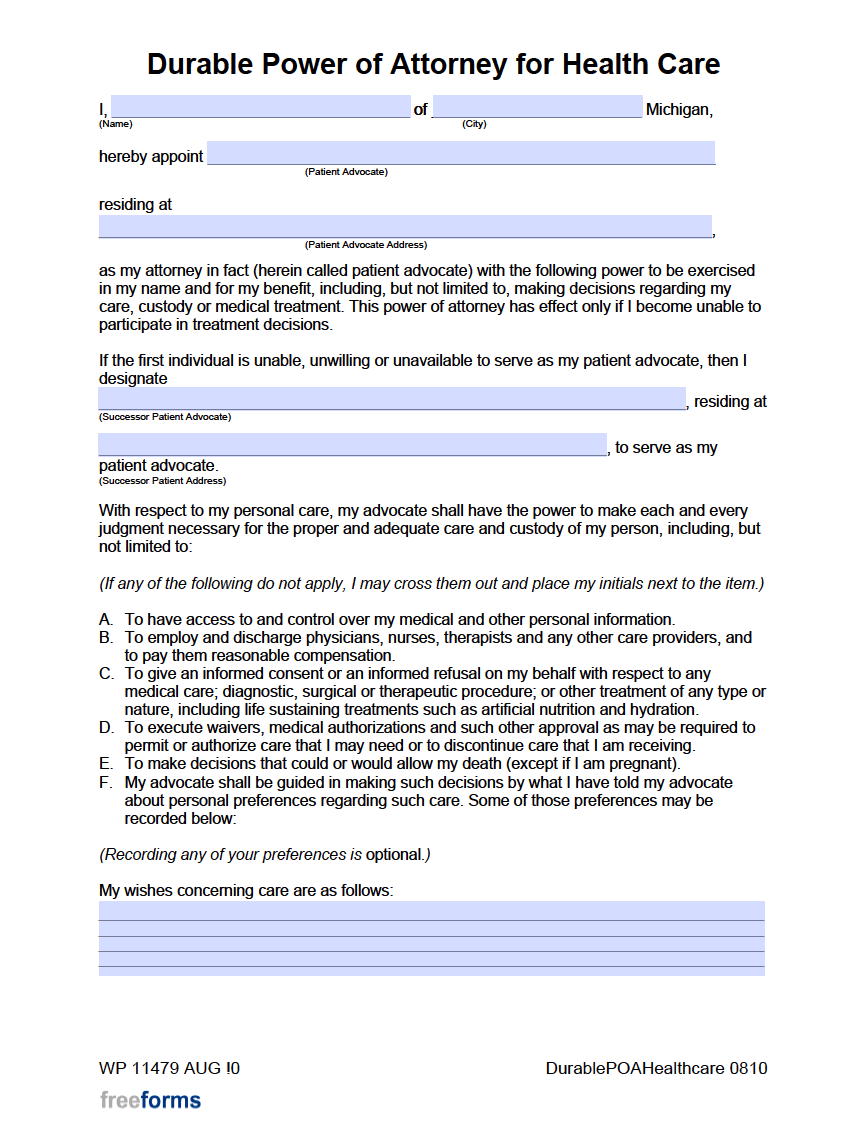 Free Medical Poa Forms Printable