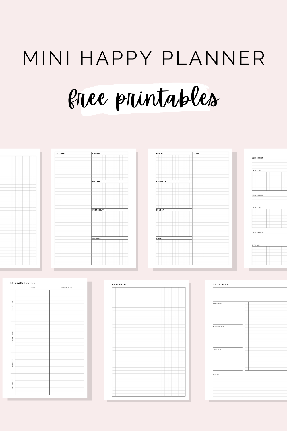 Free Mini Happy Planner Printables Worksheets Library