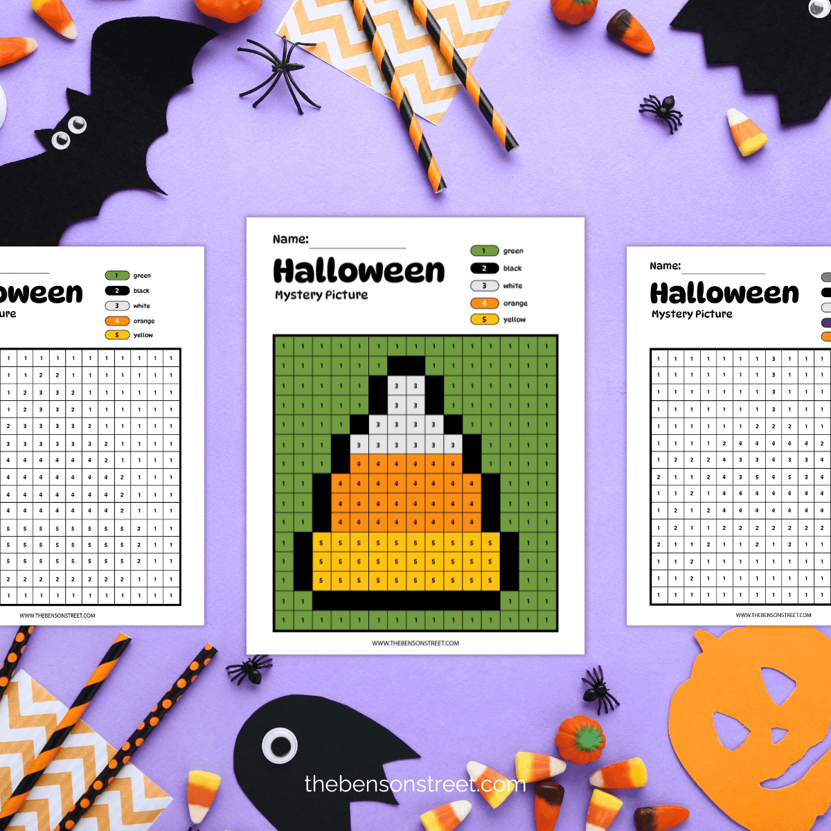 FREE Mystery Picture Color By Numbers Halloween Worksheets The Benson Street