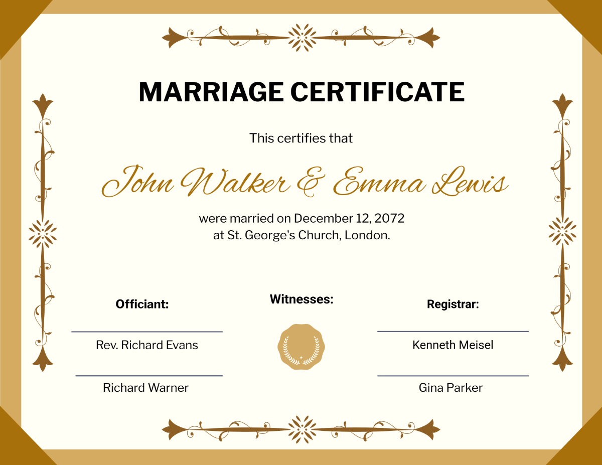 Free Notary Marriage Certificate Template To Edit Online