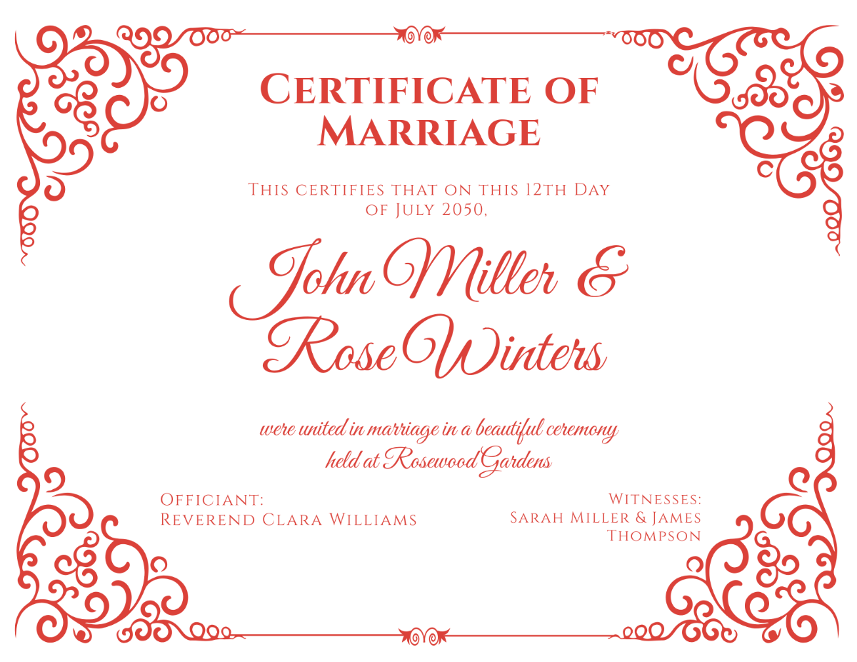 Free Notary Marriage Certificate Template To Edit Online