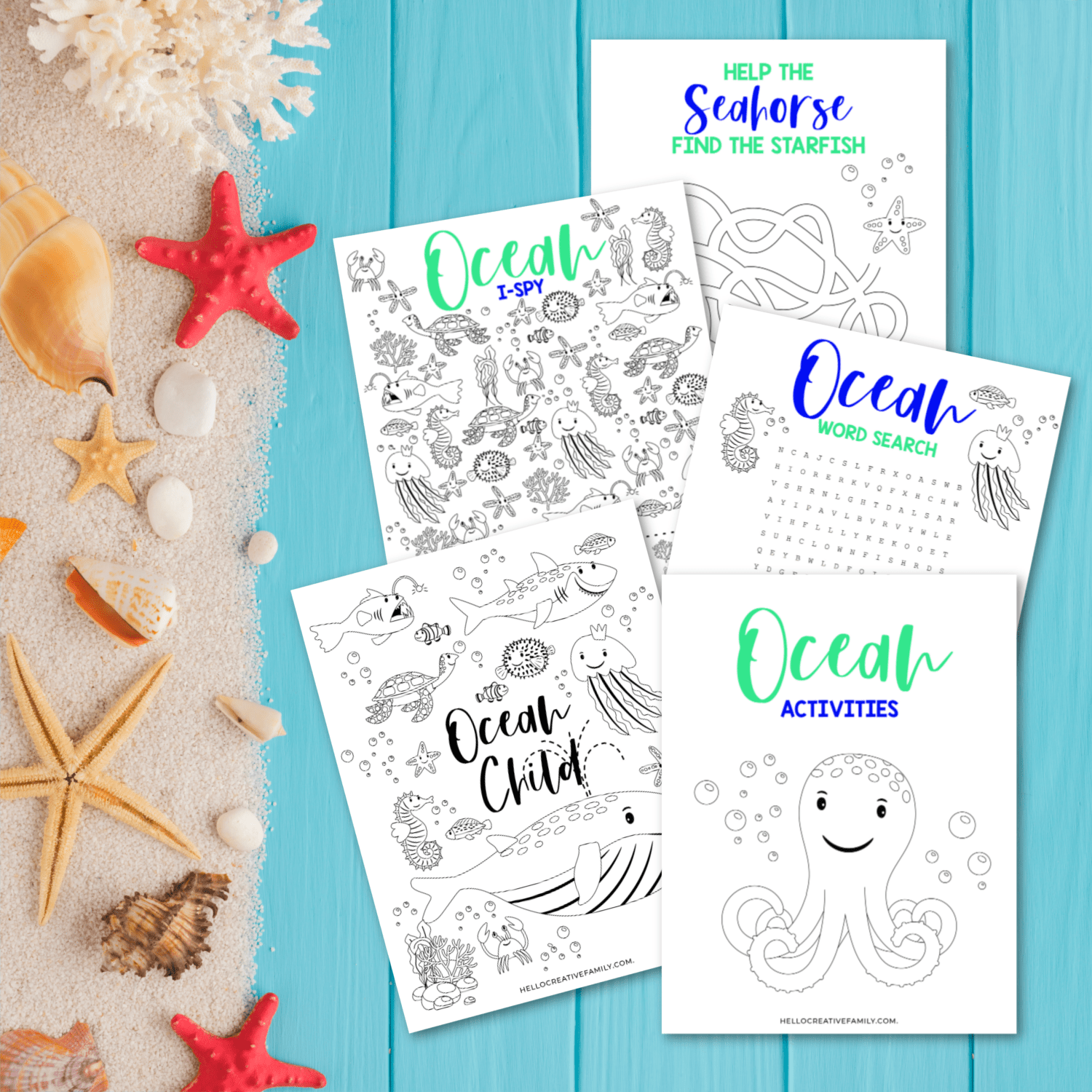 Free Ocean Printable 5 Activity Pages For Kids Hello Creative Family
